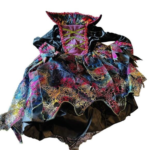 Kids Glitter Hallows Eve Witch Costume Various Sizes - Picture 2 of 14